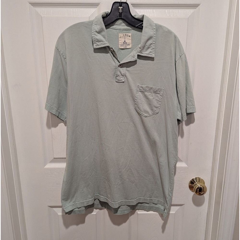 J. Crew Men's Size Large Broken In Jersey 100% Cotton Light Green Polo Shirt